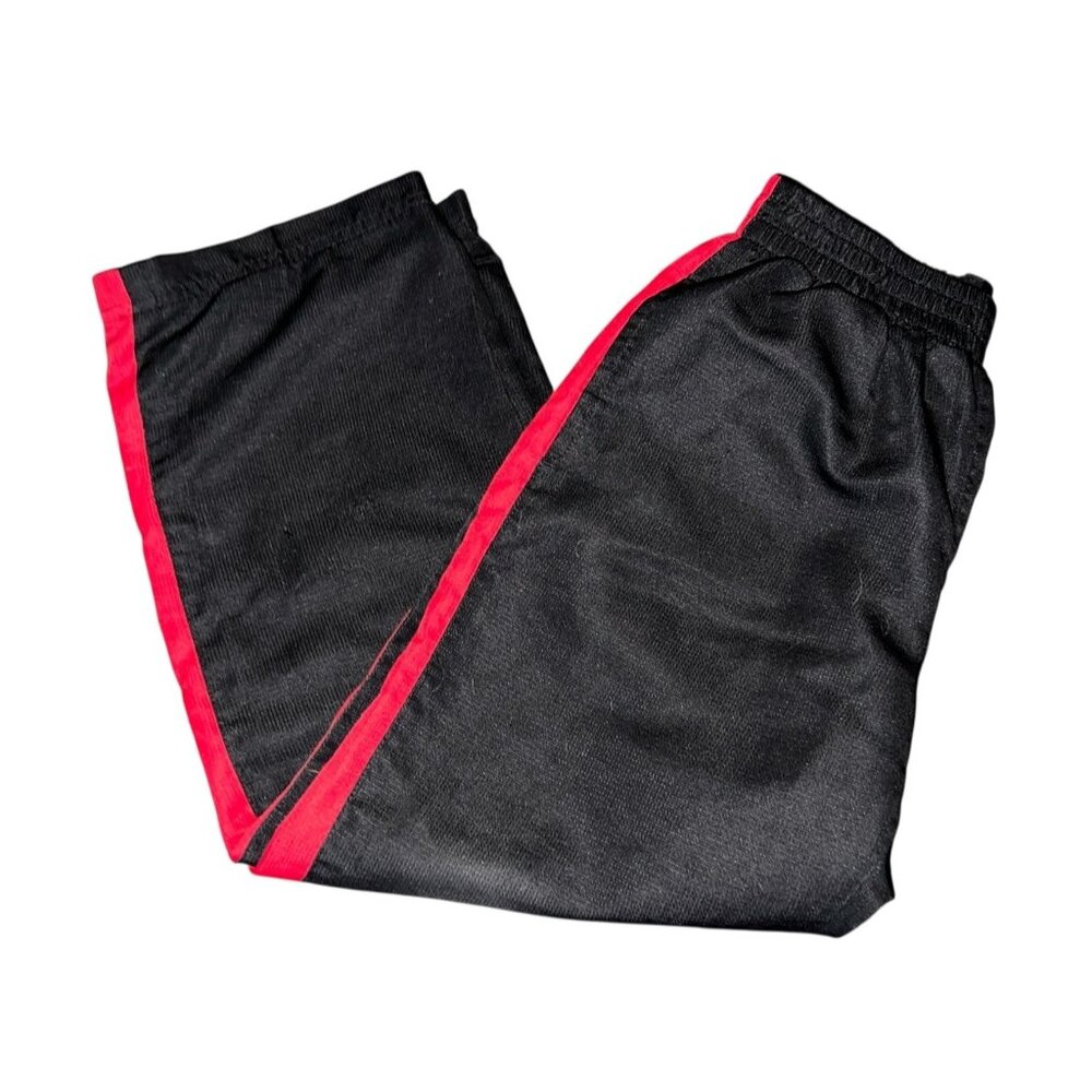 Russell Athletic Kids Black Track Pants W/ Red Stripes Elastic Waist Size S 6-7